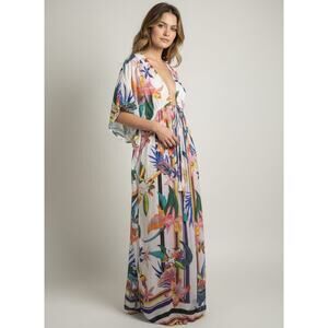 Trina Turk Treasure Cove Two-Way Wear Maxi Kmono Cover-up Kaftan L/XL NWOT